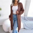 thumbnail image 5 of Idoravan Cardigans for Women Spring Women's Fashion Autumn Winter Solid Lapel-Neck Long Cardigan Sweater Coat Tops, 5 of 8