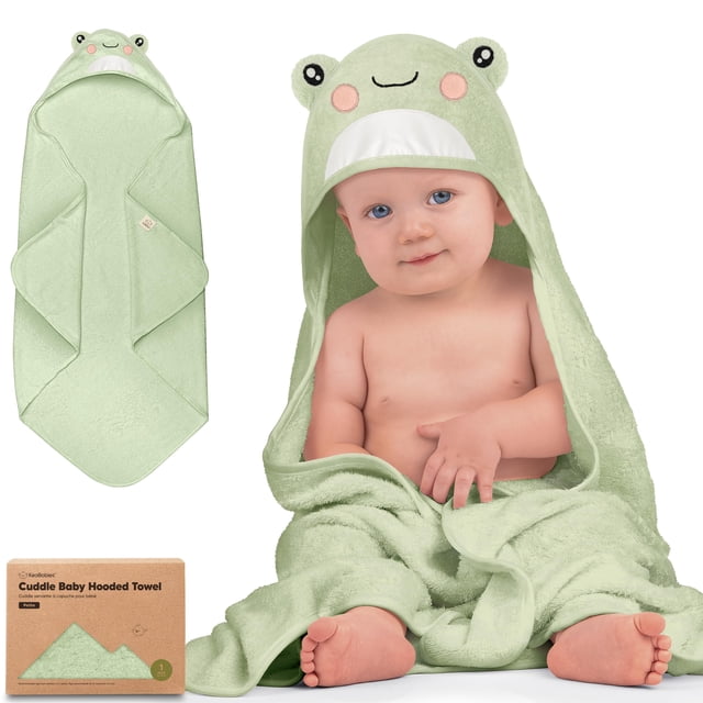 Toalla con Capucha para Bebé KeaBabies 76x76 cm Bambú Suave Rana