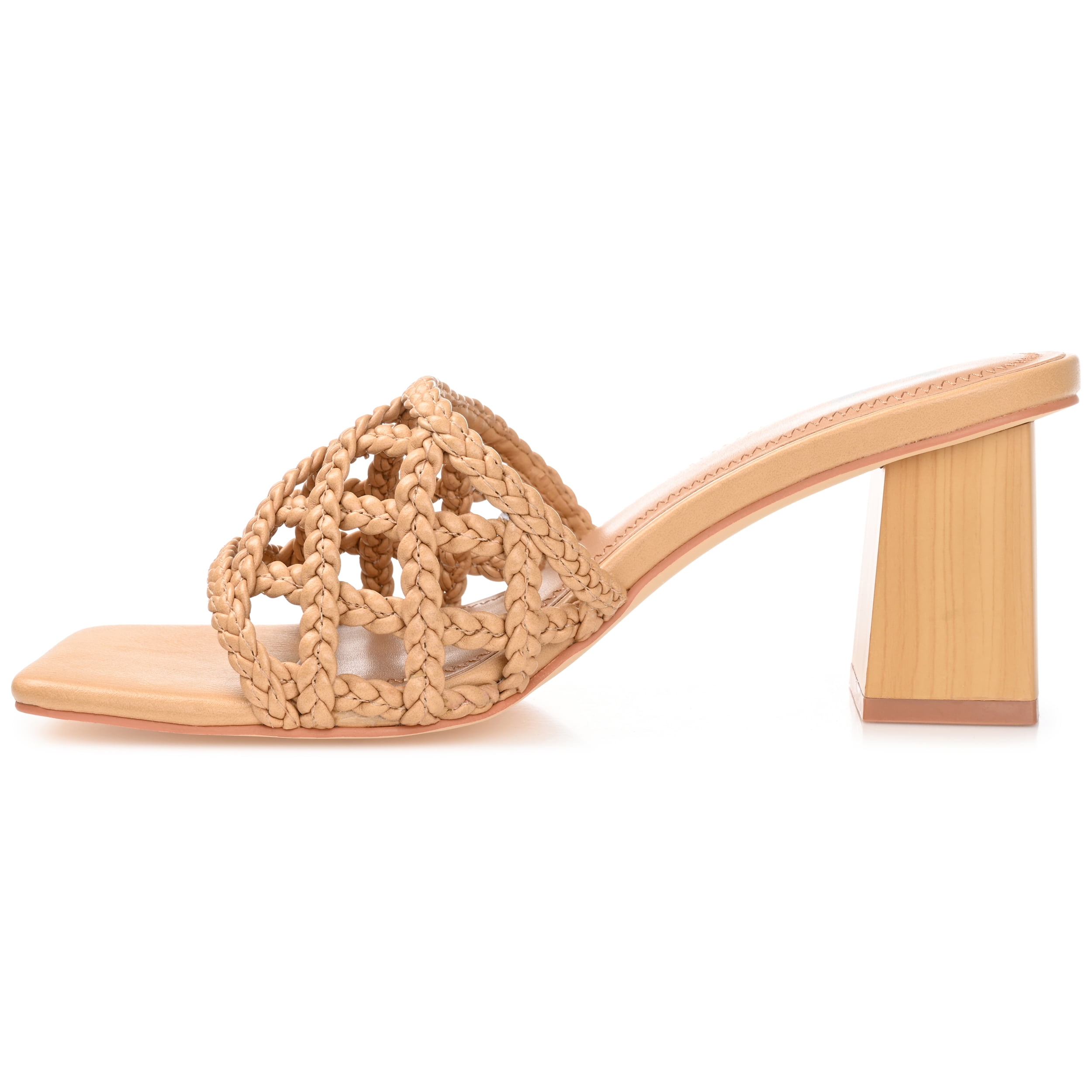 Journee Womens Evvie Open Square Toe Block Heel Sandals