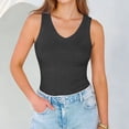 thumbnail image 6 of Otntypg Plus Size Tank Tops for Women V Neck Ribbed Knit Slim Fitted Sleeveless Basic Solid Color Cami Workout Tee Tanks Casual Summer Clothes 2026 Dark Gray XL, 6 of 7