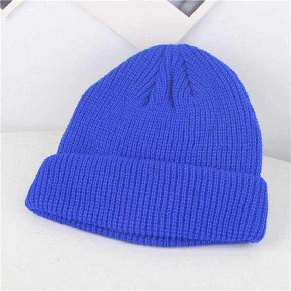 Kids Plain Cuffed Beanie Winter Warm Ribbed Knit Beanie for Toddlers Boys Girls Cold Weather Daily Wear Soft