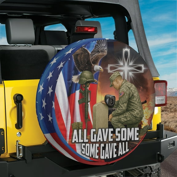 Lotusprinthandmade US Veteran Eagle Spare Tire Cover With Backup Camera Hole 6 Sizes (27 in.), america flag veteran tire cover
