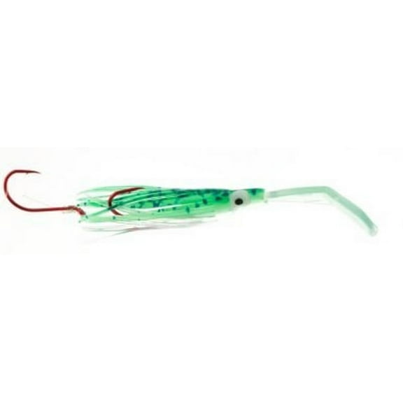 Mack's Lure Pee Wee Wiggle Hoochie 36" 14lb Mono 2 #2hks Green Spat Back 1.5"