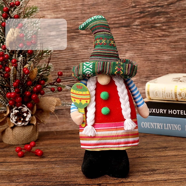 Adorno navideño de gnomo | Figura escandinava de Tomte Nisse | Muñeco musical festivo para exhibición de mesa | Decoración caprichosa para el hogar