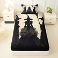 thumbnail image 3 of Homewish Western Witch Twin Sheets for Kids, Vintage Spooky Halloween Moon Bedding, 3-Piece, 1 Flat Sheet, 1 Fitted Sheet and 1 Pillowcase, 3 of 5
