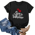 thumbnail image 3 of DWRGQD Valentines Women's T-Shirts Women's Valentine's Day SanValentine Print Round Neck Short-Sleeved T-Shirt Top Valentine's Day Clothing 2025 Romantic Trend Casual Wear L, 3 of 6