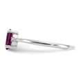 thumbnail image 4 of 14K White Gold Ring Band with Stones (06) June Garnet (Rhodolite) Oval Red Diamond Round, Size 8, 4 of 5