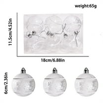 Taicans White Winter House Transparent Clear Ornaments for Farmhouse Christmas Tree Holiday Xmas Decorations - Large Shatterproof Plastic 2.3 Inch Glitter Snow Balls,Icicles and Snowflakes