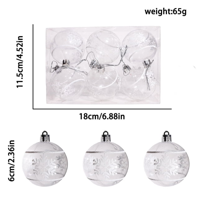 6 Adornos Navideños Colgantes de Plástico de 6 Cm | Decoración Irrompible para Fiestas | Ideal para Casa, Oficina, Hotel, Restaurante, Barandilla de Escalera