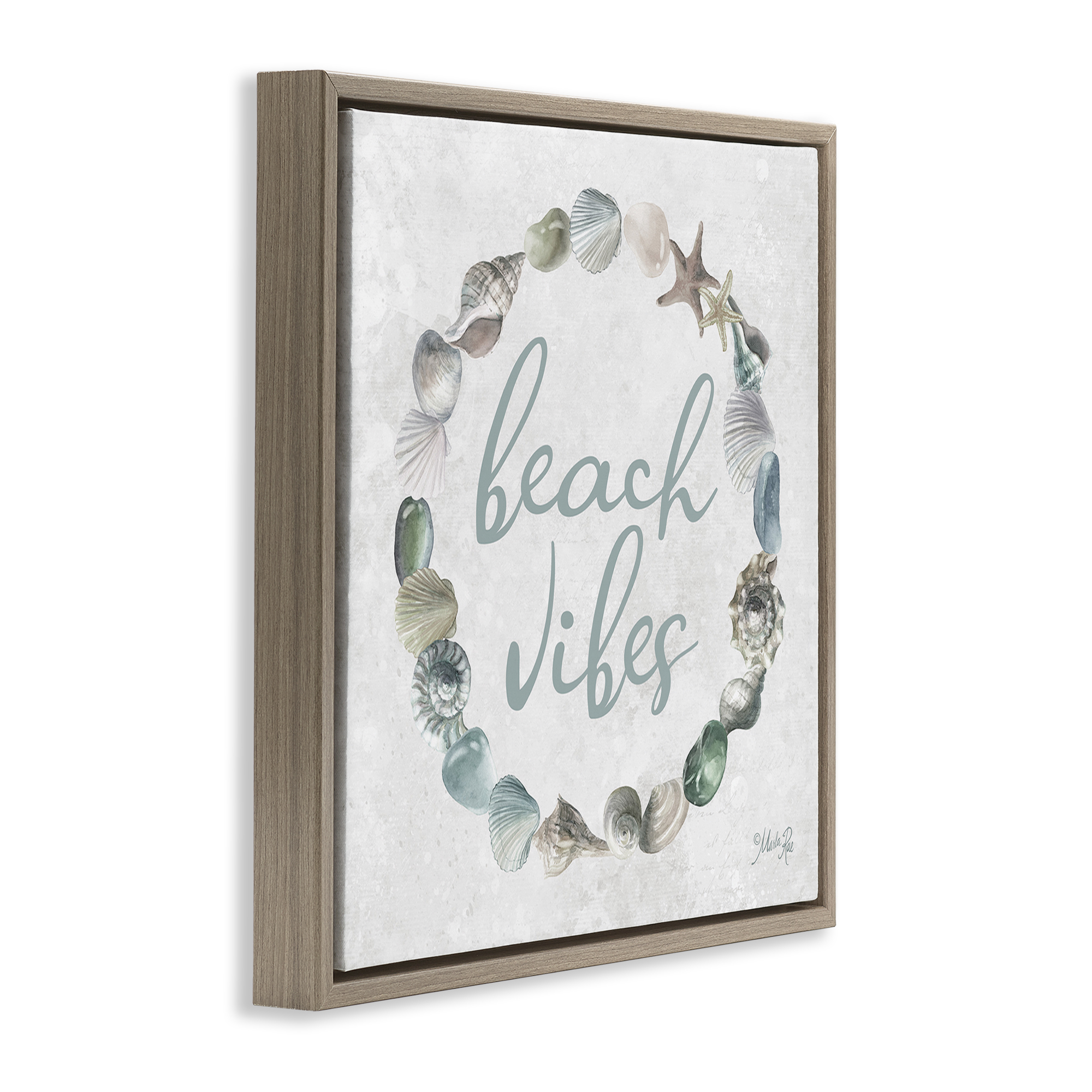 Stupell Industries Beach Vibes with Shells Animals & Insects Painting Brown Floater Framed Canvas Art Print Wall Art, 18 x 18