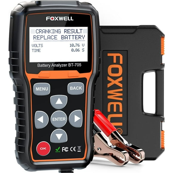 FOXWELL BT705 12V 24V Car Battery Tester Battery Load Tester Alternator Automotive 100-2000 CCA Auto Cranking Charging System Checker Digital Battery Analyzer for Heavy Duty Truck Motorcycle