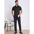 thumbnail image 2 of DARING DIVA Men's Button Down Point Collar Short Sleeve Business Dress Shirt M Black, 2 of 7