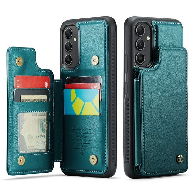 Funda para Samsung Galaxy A54 5G con tarjetero, funda tipo cartera para hombre y mujer con bloqueo RFID, funda de piel resistente con cierre magnético y función atril, a prueba de golpes