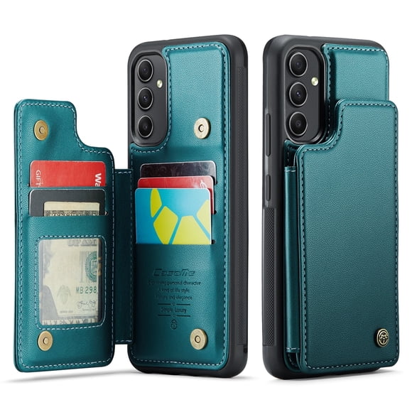 Funda para Samsung Galaxy A54 5G con tarjetero, funda tipo cartera para hombre y mujer con bloqueo RFID, funda de piel resistente con cierre magnético y función atril, a prueba de golpes
