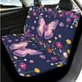 thumbnail image 3 of Garronmavis Purple Butterfly 14 Pcs Car Seat Covers Set with Car Headrest Cover Steering Wheel Cover Auto Armrest Covers Seat Belt Pads Key Ring and Coaster Universal Fit for Auto Cars SUV, 3 of 6