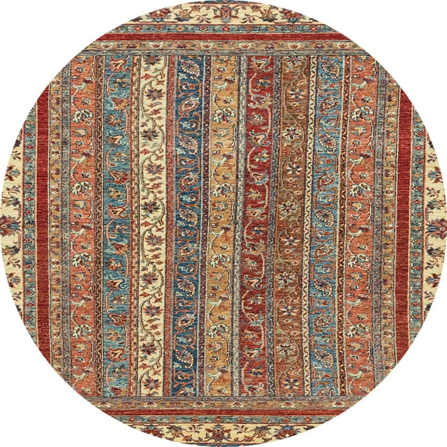 Ahgly Company Tapis d'Intérieur Ronds Abstraits Marron Rouge, 8 Pieds Rond