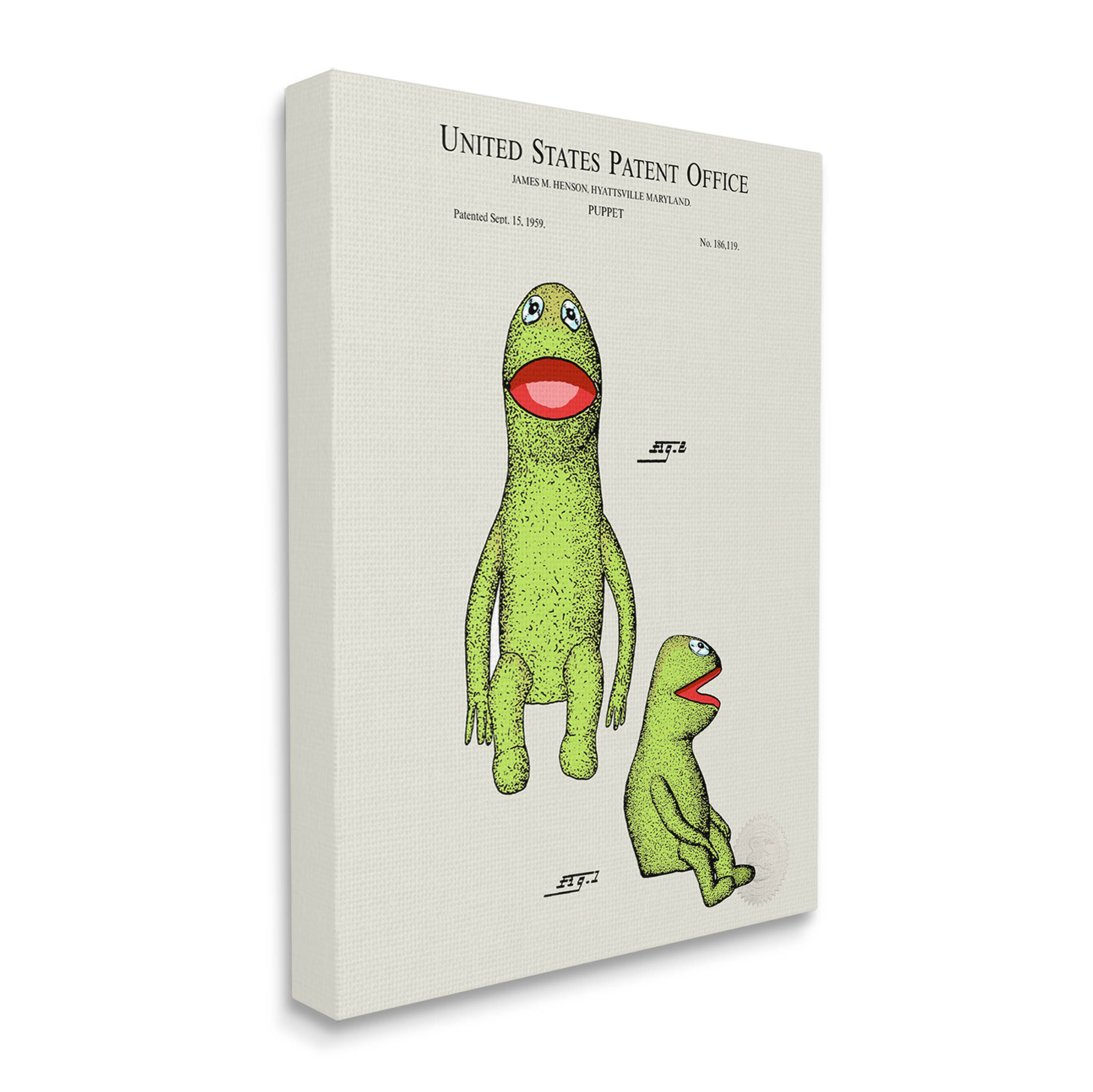 Stupell Industries Antique Frog Character Patent Graphic Art Gallery Wrapped Canvas Print Wall Art, Design by Karl Hronek