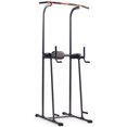 thumbnail image 1 of Sunny Health & Fitness Multi-Function Compact Power Tower 300 LB Weight Capacity Strength Training Fitness Equipment with Captains Chair, Dip Station, Pull Up Bar, Push Up & Core Workout - SF-XF924016, 1 of 6