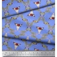 thumbnail image 3 of Soimoi Blue Rayon Fabric Floral & Cow Skull Head Damask Printed Craft Fabric by the Yard 58 Inch Wide, 3 of 3