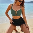 thumbnail image 7 of Sokhug Womens Two Piece Swimsuit Gold U-Bar Bikini Top with Drawstring Mesh Skirt Bottoms Modest Bathing Suit, 7 of 7