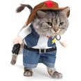 thumbnail image 1 of NACOCO Disfraz de perro vaquero con sombrero, ropa para perro, disfraces de Halloween para gato y perro pequeño (grande), azul, 1 of 1
