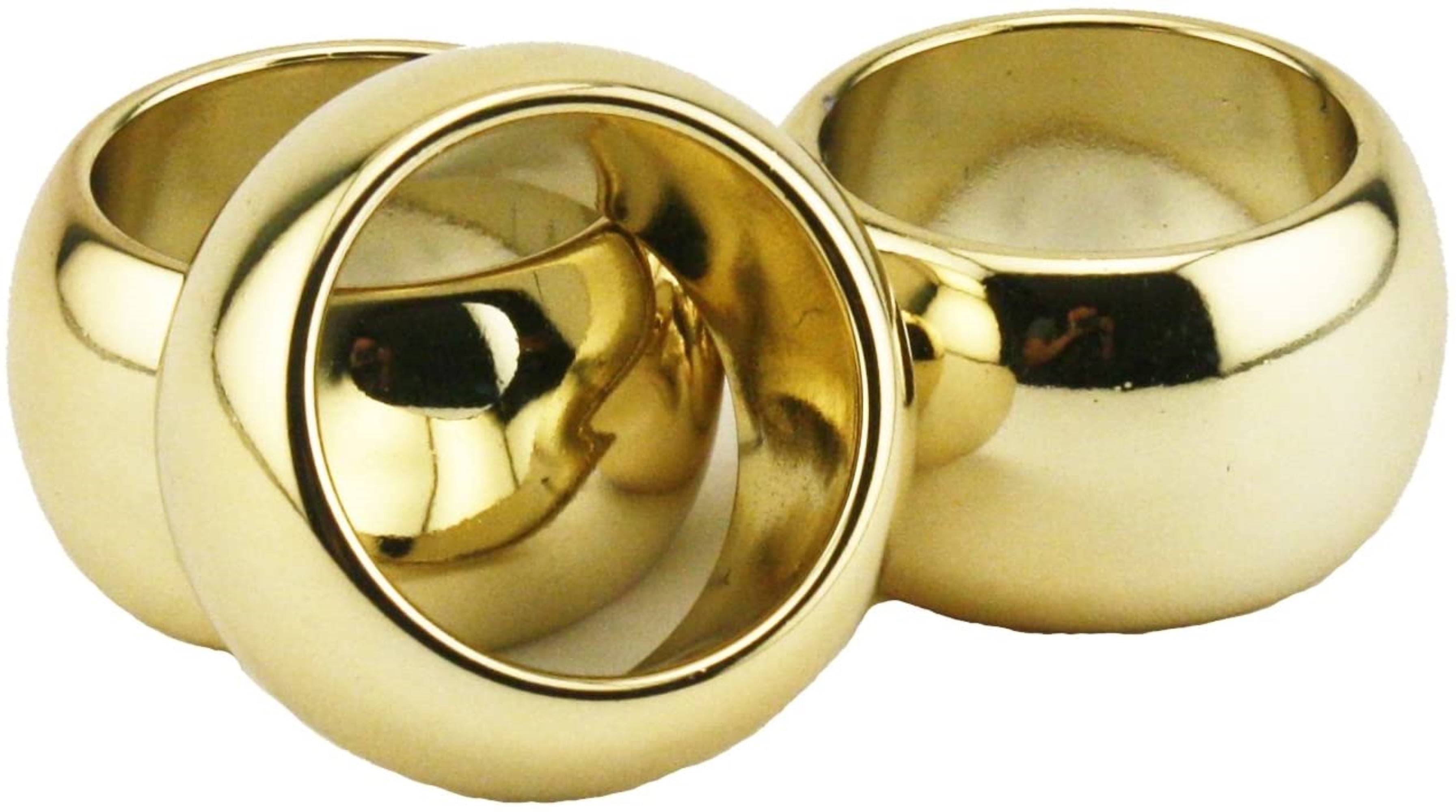 6 Gold 50th Anniversary Elegant Reusable Square Plastic Napkin Rings 