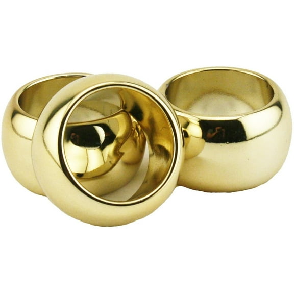6 Gold Fun Elegant Reusable Round Plastic Napkin Rings 2" diameter