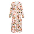 thumbnail image 5 of Tutolipy Peach Printed Women's Long Sleeve Nightgown V Neck Sleepwear Full Length Loungewear Comfy Pajama Dress for Home, 2XL, 5 of 7