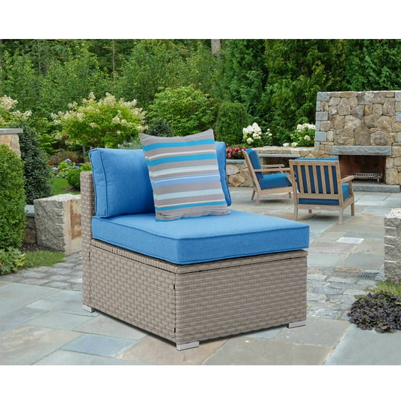 MOALCOFER Outdoor Armless Chair with Thick Cushions&Pillow for Garden, Pool, Backyard