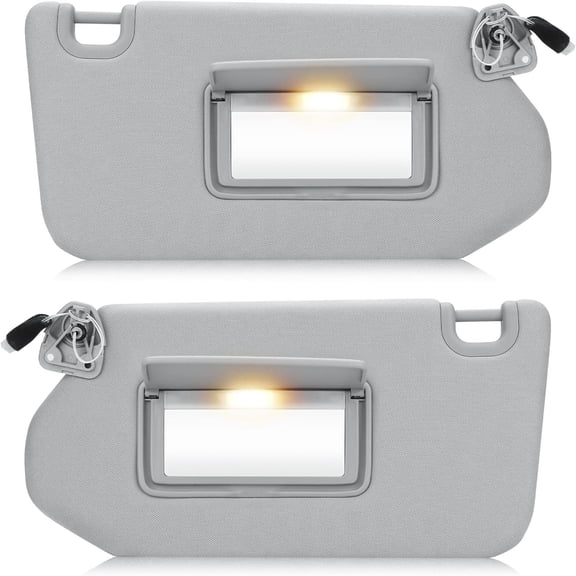 Left & Right Sun Visor with Light for 2013-2018 Nissan Pathfinder 2014-2017 Infiniti QX60, 2013 JX35, Driver & Passenger Side Gray Sunvisor Replacement 96401-9PB0A, 96400-9PB0A