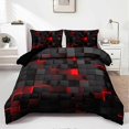 thumbnail image 2 of 3Piece Grid Duvet Cover Set UltraSoft, Breathable Fabric includes 1 Duvet Cover 2 Pillowcases 26s, 2 of 5