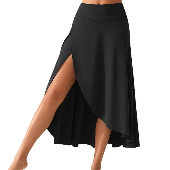 Gamivast Womens Asymmetrical Skirt High Waisted Elegant Irregular High Low Tulip Hem Flowy Wrap Skirt Front Slit Party Cocktail Dancewear Trendy Midi Skirt