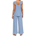 thumbnail image 7 of UVN Pajamas for Women 2 Piece Ruffle Strap Tops and Drawstring Long Pants Ladies Casual Sleepwear Lounge Pajama Sets with Pockets, 7 of 7