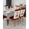 thumbnail image 3 of Stretch Chair Covers Set of 6, Christmas Animal Elk Winter Snowflake Universal Fit Elastic Decorative Dining Chairs Slipcovers for Wedding, Banquet, Red Buffalo Plaid Country Flower Berry, 3 of 6