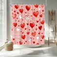 thumbnail image 3 of Happy Valentine''s Day Shower Curtain Red Love Heart Sweet Couple Romantic Woman Elegant Women Wedding Bathroom Curtains Set Polyester Fabric with Hooks 70X70 Inch, 3 of 5