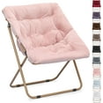 thumbnail image 4 of QRKD Foldable Oversized Moon Chair, Large Soft Lazy Cozy Comfortable Faux Fur Square Saucer Moon Chair for Teens and Adults, Light Pink, 4 of 10