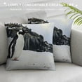 thumbnail image 3 of Orinice Penguin Snow Rocks Graphic Decorative Throw Pillow Cover Short Plush Winter Zipper Closure 1PC 18x18in, 3 of 5