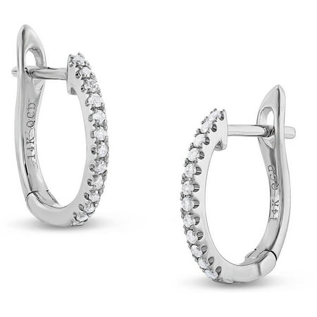 1/7 Carat T.W. Diamond 14kt White Gold Huggie Earrings