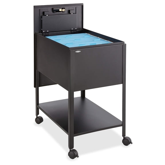 Pemberly Row Extra Deep 1 Drawer Legal Mobile Metal Tub File with Lock in Black