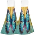 thumbnail image 2 of Coolnut Butterfly Kitchen Towels, 2PCS Super Soft Absorbent Hanging Hang Towels or Dishcloths, Bathroom Hand Towels 12x17Inches Wash cloth, 2 of 7