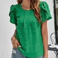 thumbnail image 2 of Blouses à Manches Courtes pour Femmes Mode Manches Courtes Col Rond Couleur Unie Hauts Amples Blouse Pull Tricoté Hauts à Manches Courtes Blouse à Manches Courtes pour Femmes, 2 of 10