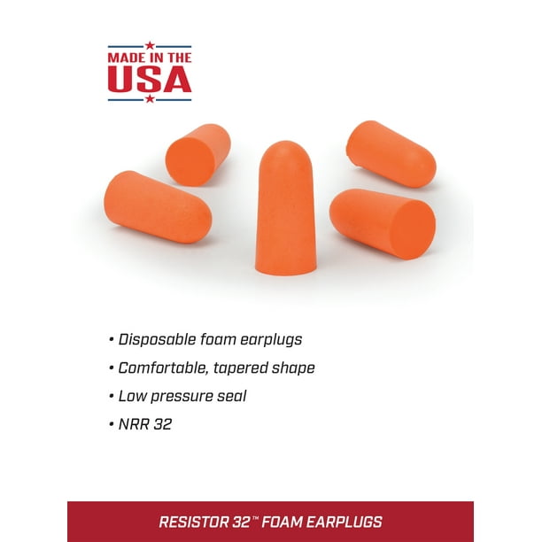 Radians 50 Pair Disposable Foam Earplugs Hearing Protection with Low