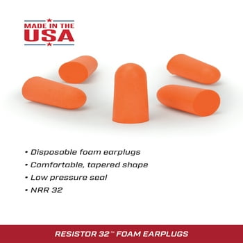 Radians 50 Pair Disposable Foam Earplugs Hearing Protection with Low Pressure Seal, Orange