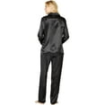 thumbnail image 2 of Intimo Womens' Button Front Charmeuse 2-Piece Long-Sleeve Collared Pajama Pant Set Sleepwear Loungewear, 2 of 6
