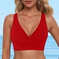 thumbnail image 2 of GPOECD Tankinis pour Femmes, Haut Décontracté Uni à Col en V avec Dos Croisé, Maillots de Bain Tankini Rouge_001,L, 2 of 5