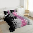 thumbnail image 3 of jejeloiu Retro Graffiti Geometric Full Size Comforter Sets,Black Gray Pink Bedding Sets For Adults Reversible 3pcs, 3 of 8