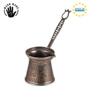 Turkish Coffee Pot, Greek Arabic Coffee Maker, Cezve, Jezve Ibrik Briki for the Stovetop, 8 oz (Antique Copper)