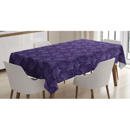 

Ambesonne Gingko Tablecloth Rectangular Table Cover Psychedelic Biloba Tree Leaf 60 x84 Violet Dark Purple