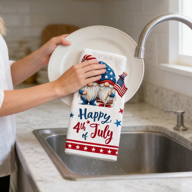 Paños de cocina patrióticos para secar platos: paños de cocina de poliéster absorbentes y suaves para cocinar y hornear, decoración festiva para la mesa del comedor.