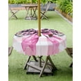 thumbnail image 4 of Fsddascl Plaid Bowknot Outdoor Tablecloth - 54 Inch Round Dining Table Cover, Spring Pastoral Leopard Print Lattice Waterproof Outdoor Table Cloth with Umbrella Hole & Zipper for Picnic/Patio/Party, 4 of 7